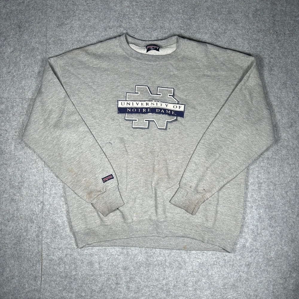 Jansport Sweatshirt Mens XL Gray University of Notre Dame Vintage 90s USA Made